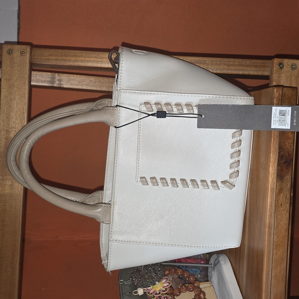 Faux Leather Cream Handbag
